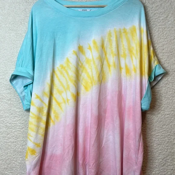 Crown & Ivy Womens tie-dye stretch tunic length top blouse oversized 3X PLUS - Picture 3 of 9